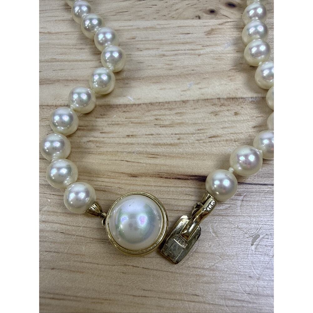 Vintage Majorica Pearl Strand Necklace 925 Sterling Silver Clasp Spain 9” - Picture 9 of 9
